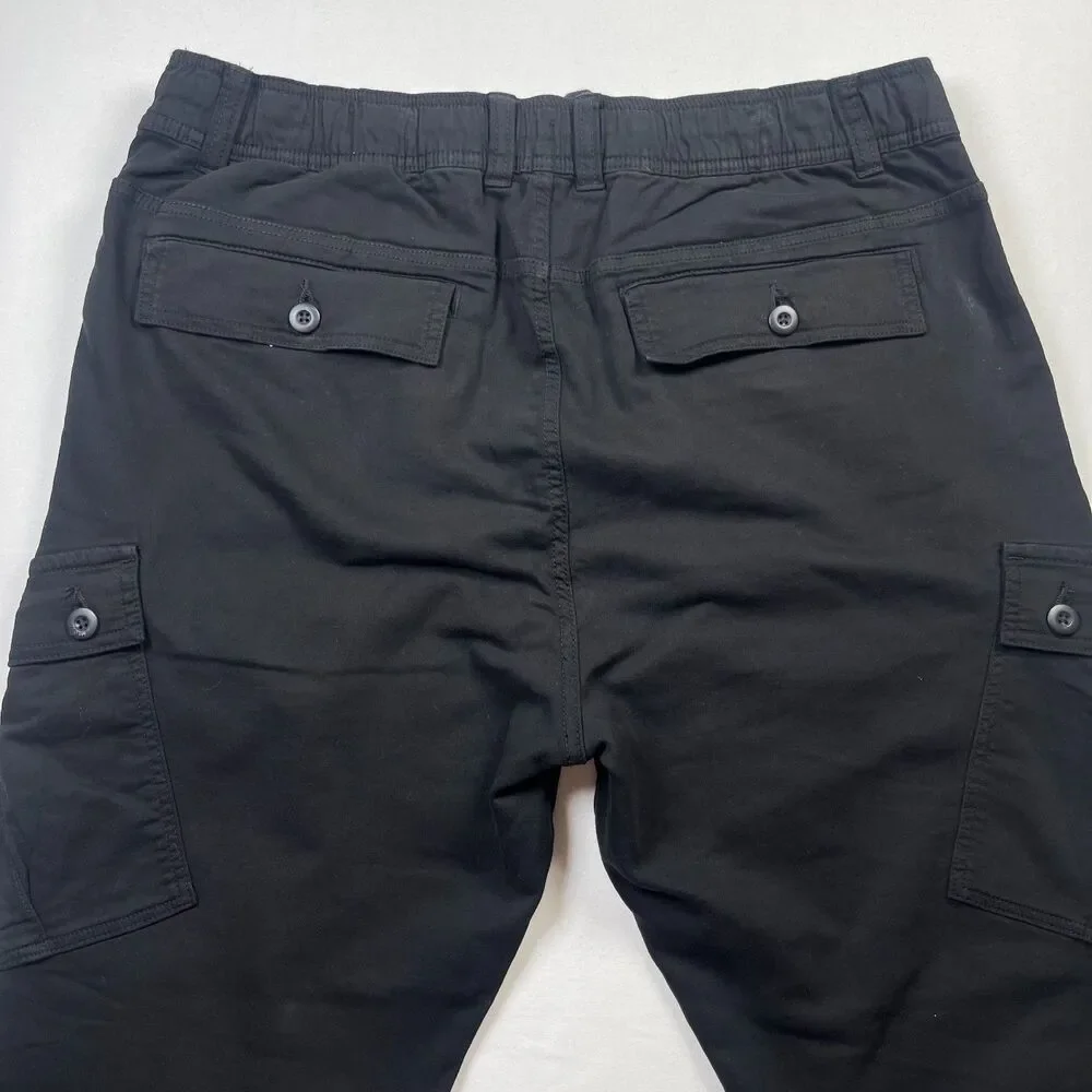 Military Cargo Pants Men's 2XL Black Big and Tall High Rise Drawstring‎